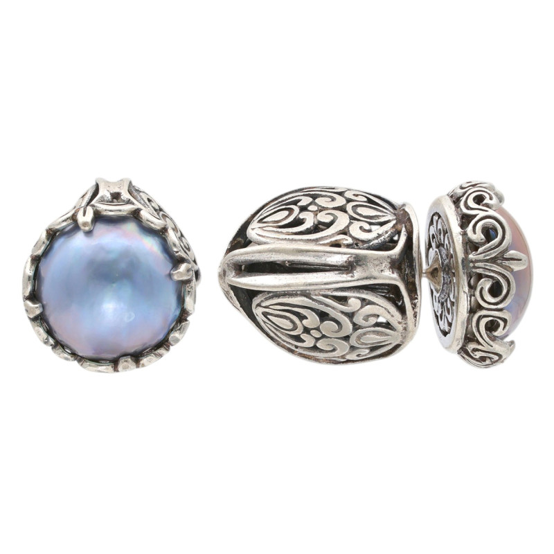 Серьги-пусеты из серебра с жемчугом