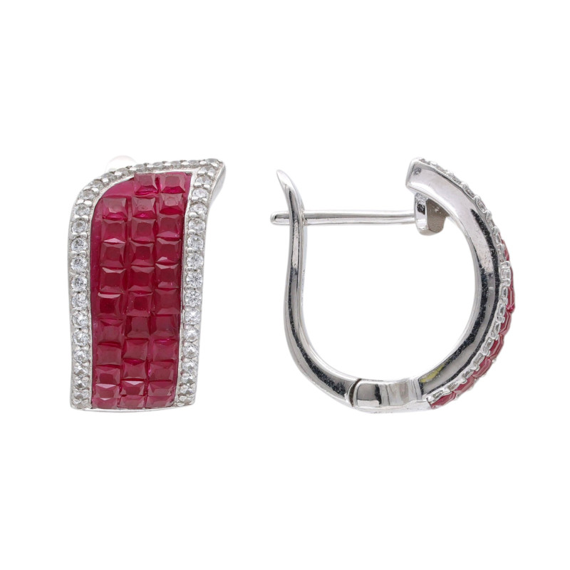 Серьги из серебра с рубинами