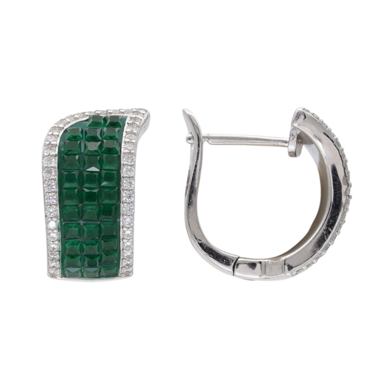 Серьги из серебра с изумрудами