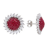 Серьги-пусеты из серебра с рубинами