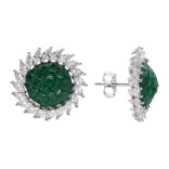 Серьги-пусеты из серебра с изумрудами