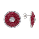 Серьги-пусеты из серебра с рубинами