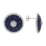 Серьги-пусеты из серебра с сапфирами