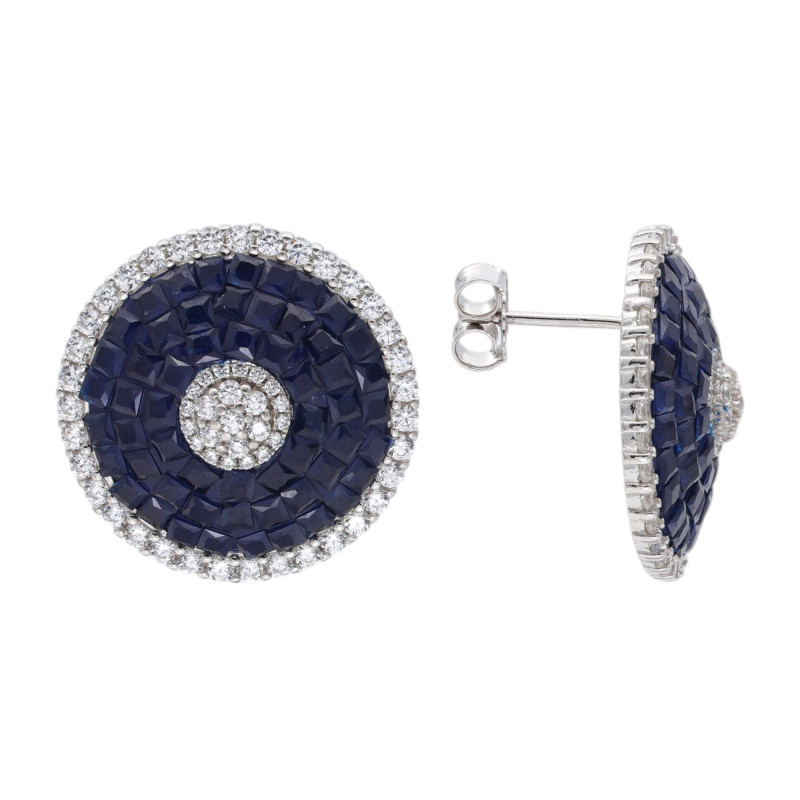 Серьги-пусеты из серебра с сапфирами