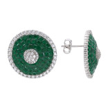 Серебряные серьги-пусеты с изумрудами