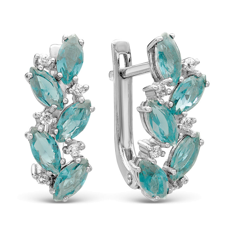 Серьги с кварцем и фианитами