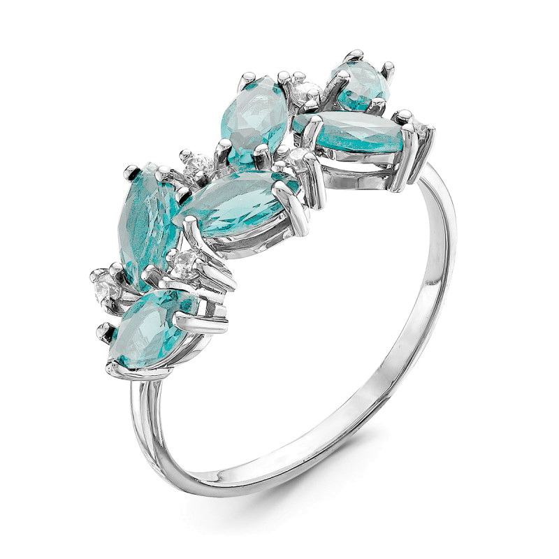 Кольцо с кварцем и фианитами