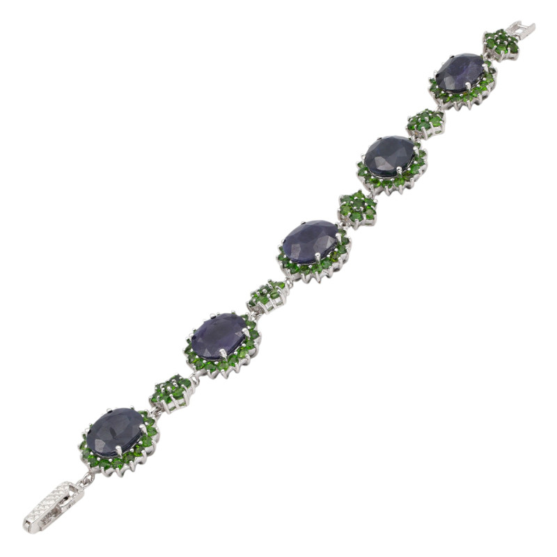 Серебряный браслет с натуральными сапфирами