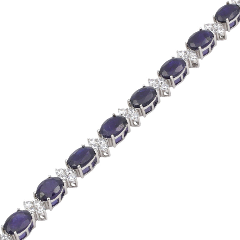 Серебряный браслет с натуральными сапфирами