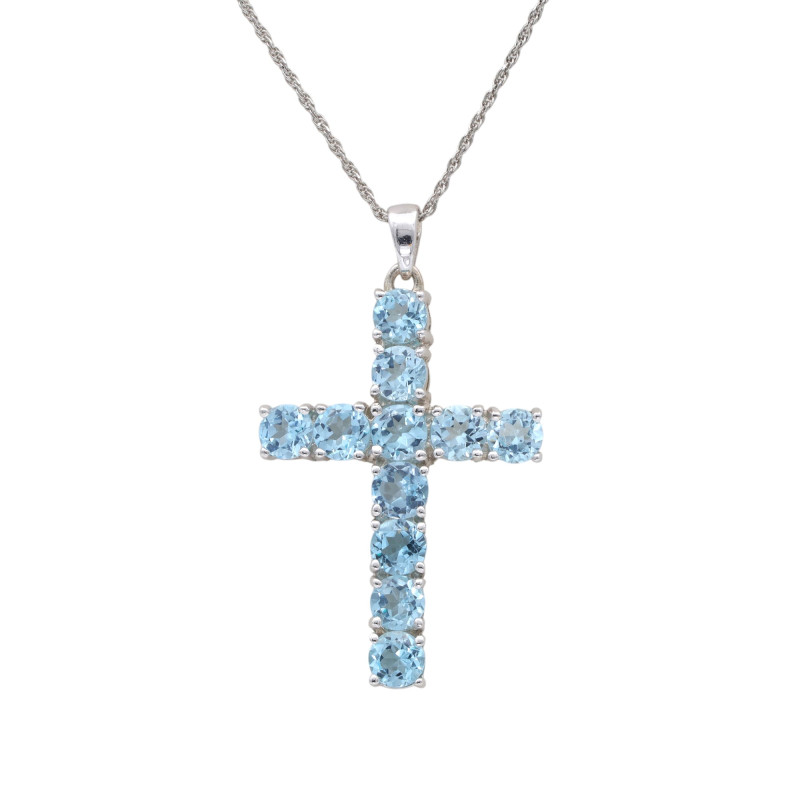 Подвеска-крест серебряная с топазами