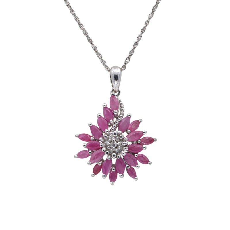 Серебряяная подвеска с натуральными рубинами