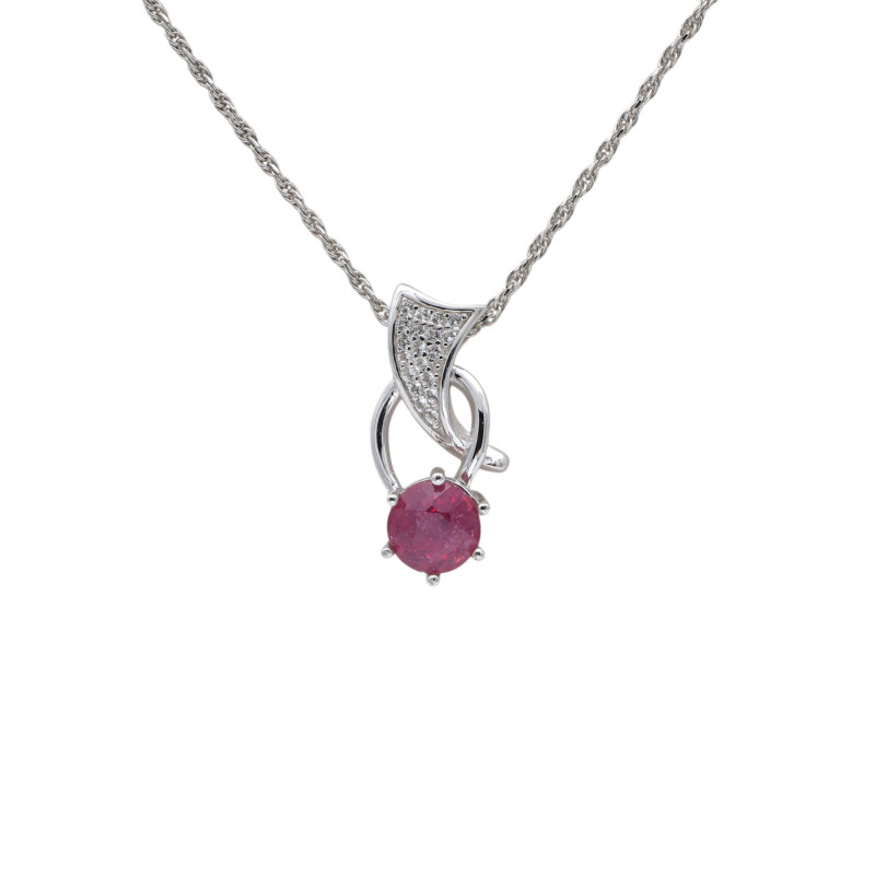 Серебряная подвеска с натуральным рубином