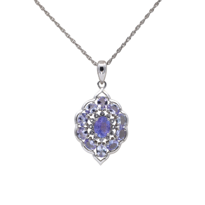 Подвеска с танзанитами и кубическим цирконием