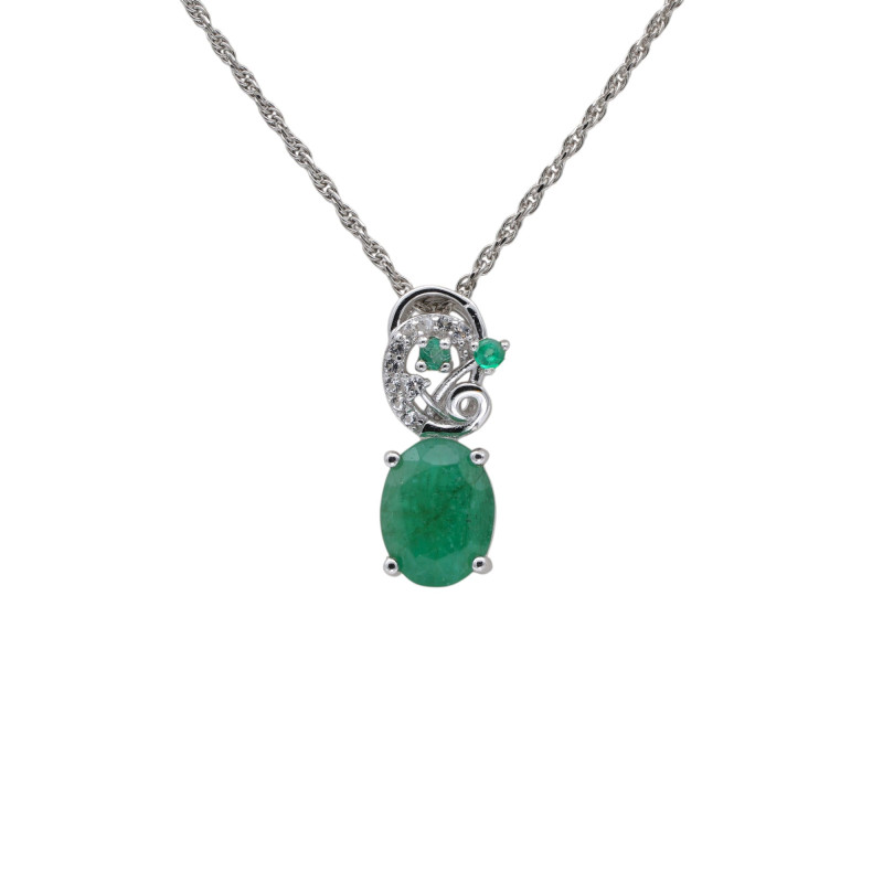 Серебряная подвеска с натуральными изумрудами