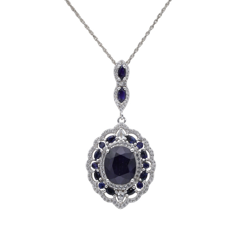 Серебряная подвеска с натуральными сапфирами