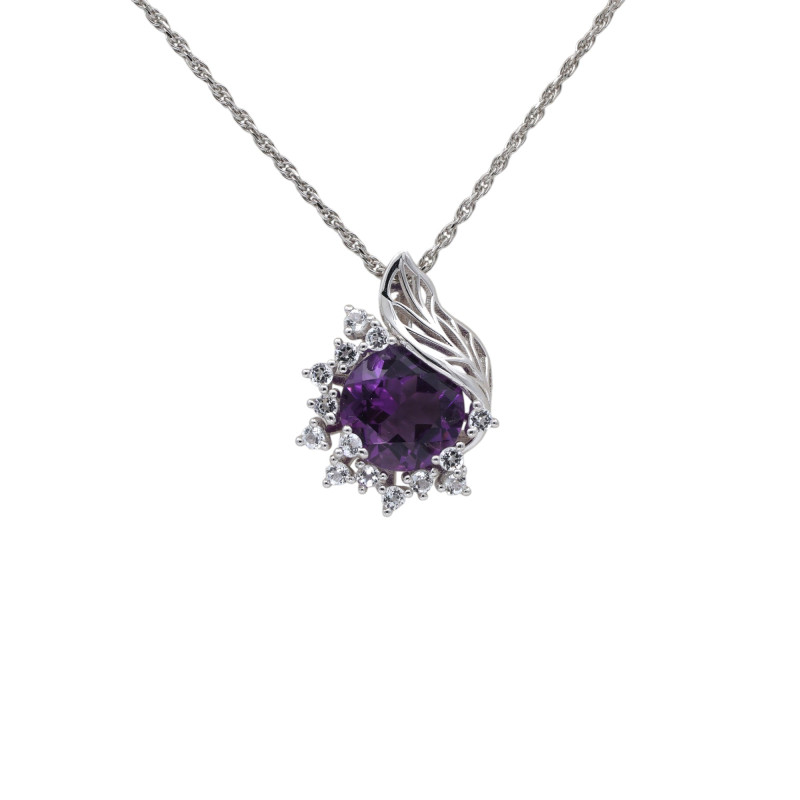 Подвеска с аметистом и кубическим цирконием