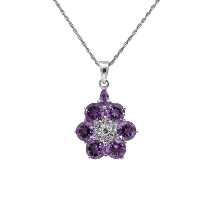 Подвеска с аметистами и кубическим цирконием