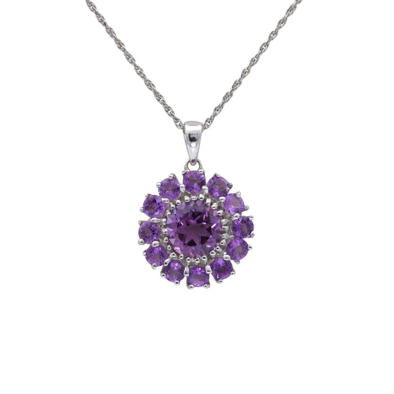 Серебряная подвеска с аметистами