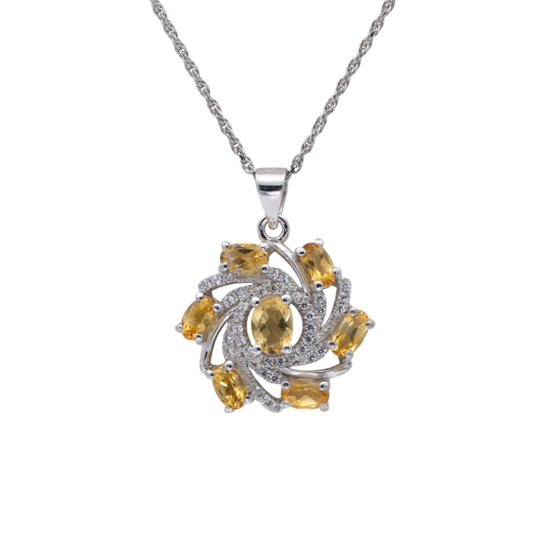 Серебряная подвеска с цитринами