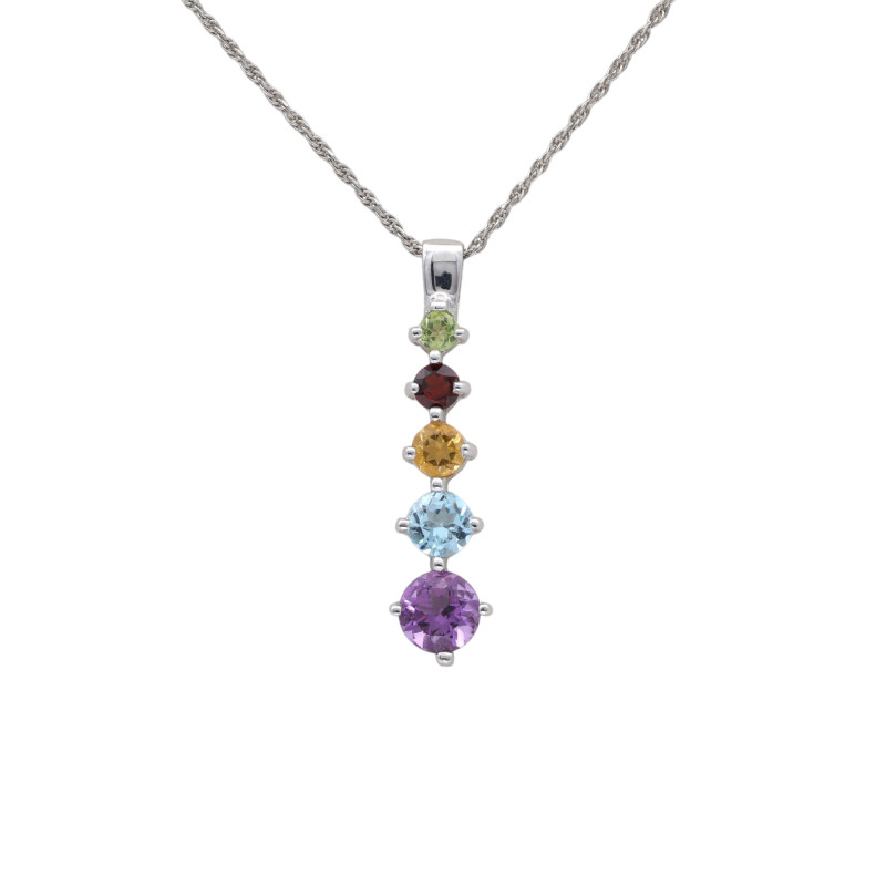 Подвеска с аметистом, топазом, цитрином, гранатом и хризолитом