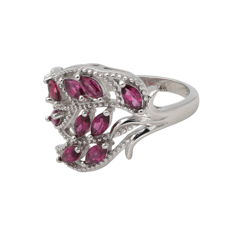 Серебряное кольцо с родолитами