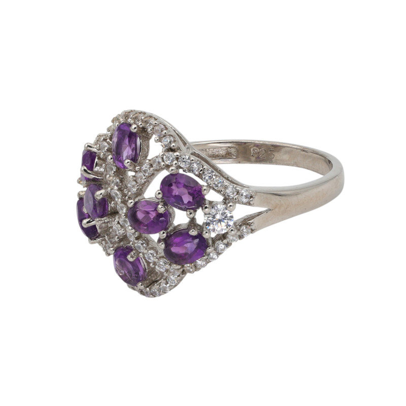 Серебряное кольцо с аметистами