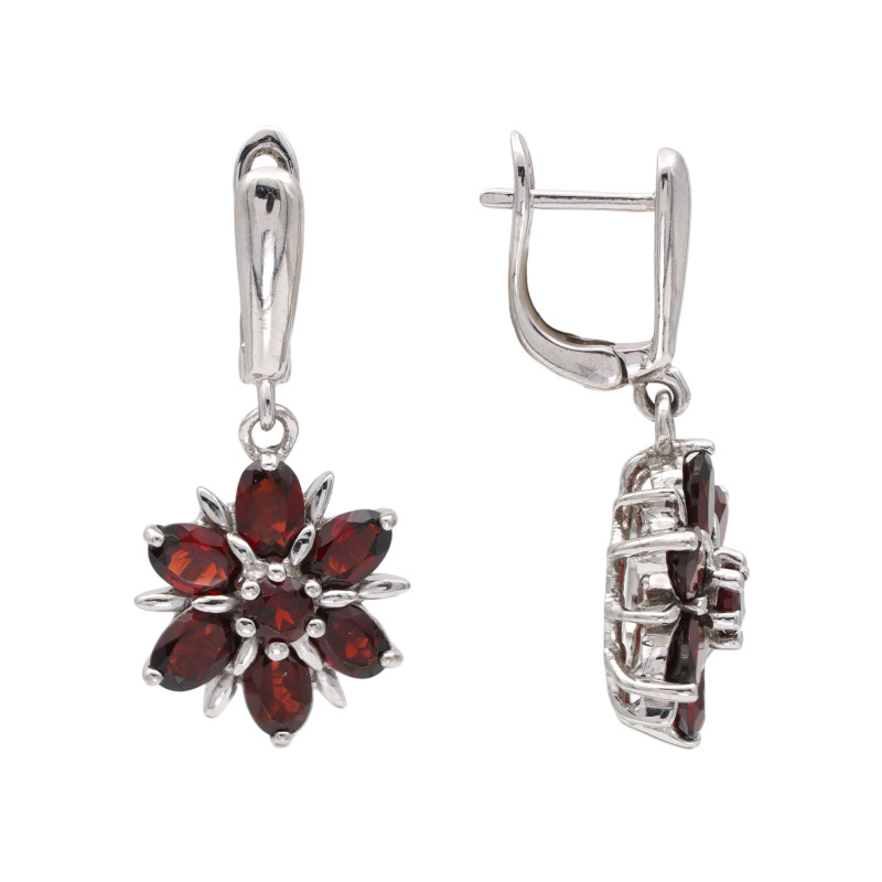Серьги из серебра с гранатами