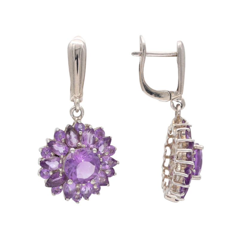 Серьги из серебра с аметистами