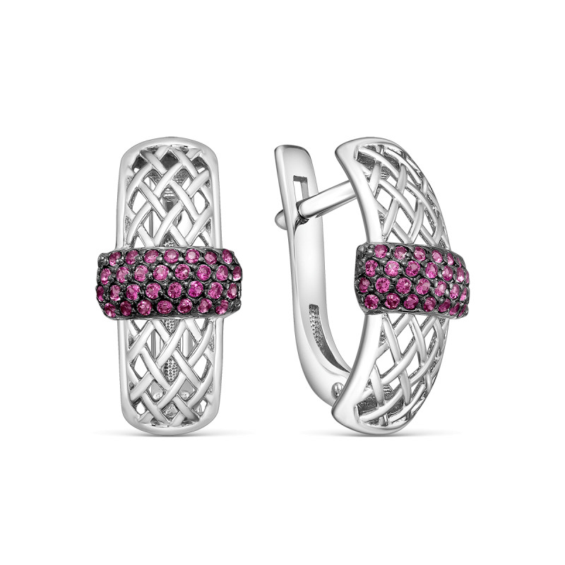 Серьги с синтетическими рубинами