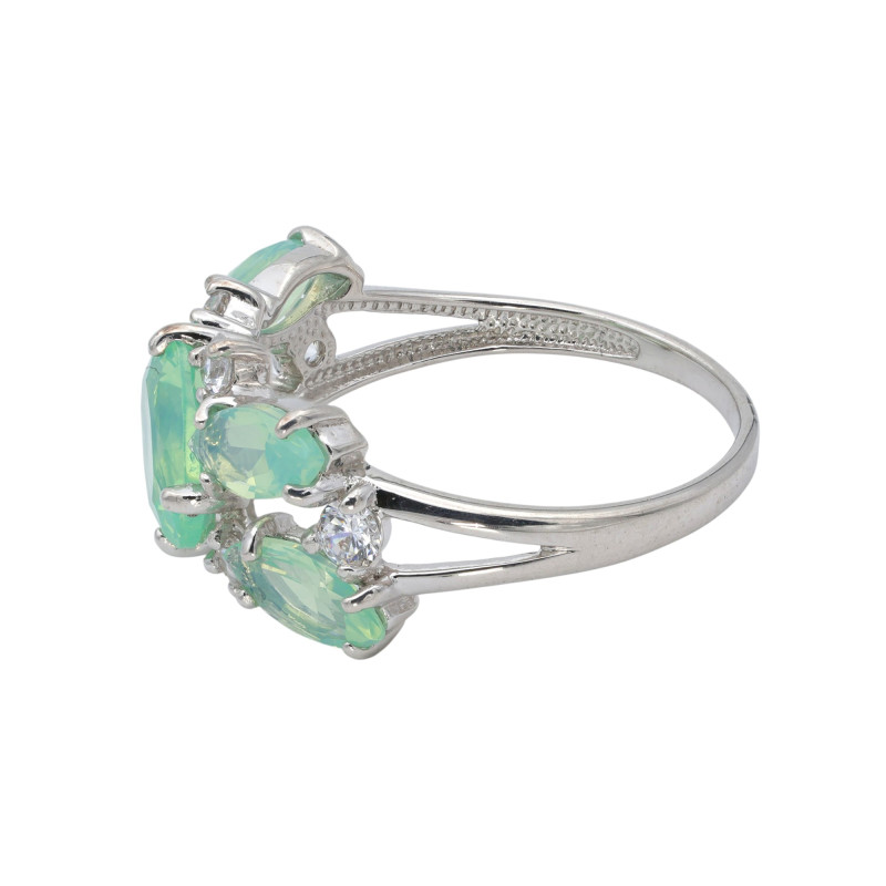 Кольцо с кварцем и фианитами