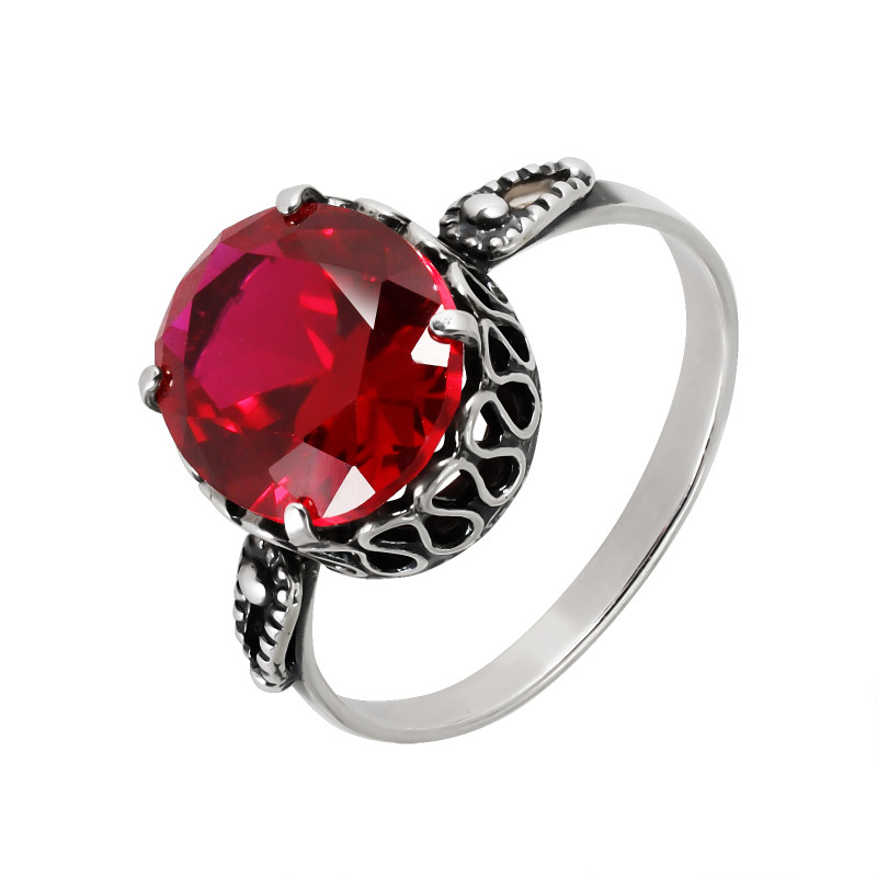 Кольцо с синтетическим рубином