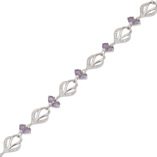 Браслет с кварцем и фианитами