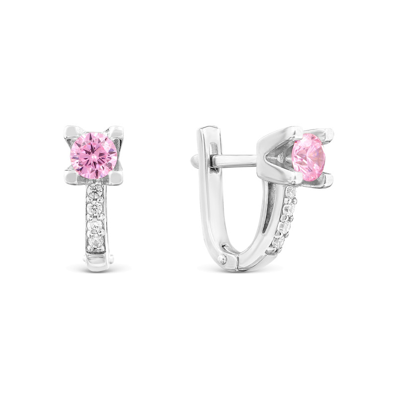 Серьги с розовыми фианитами