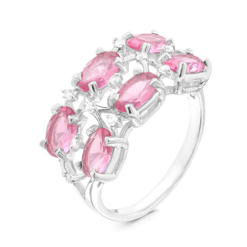 Кольцо с рубином и фианитами