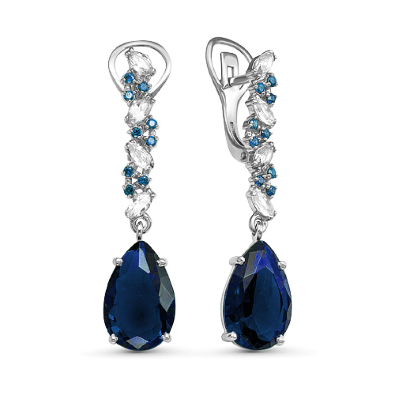 Серьги с кварцем и фианитами