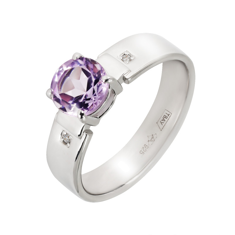 Кольцо с аметистом и фианитами