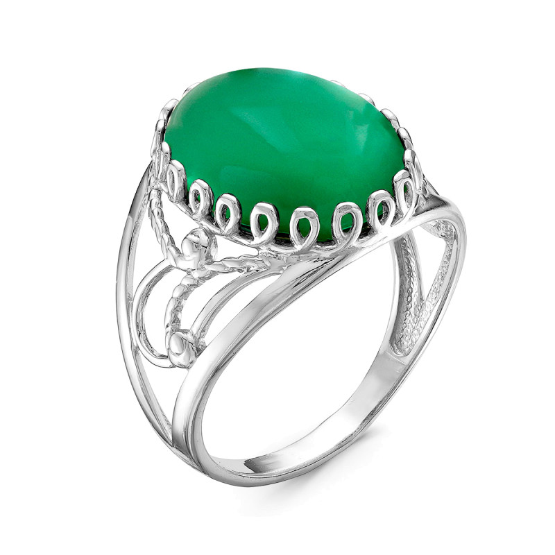 Кольцо с зеленым агатом