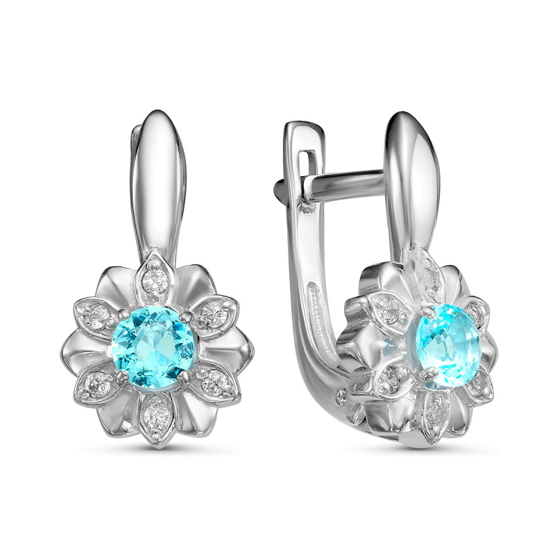 Серьги с кварцем и фианитами