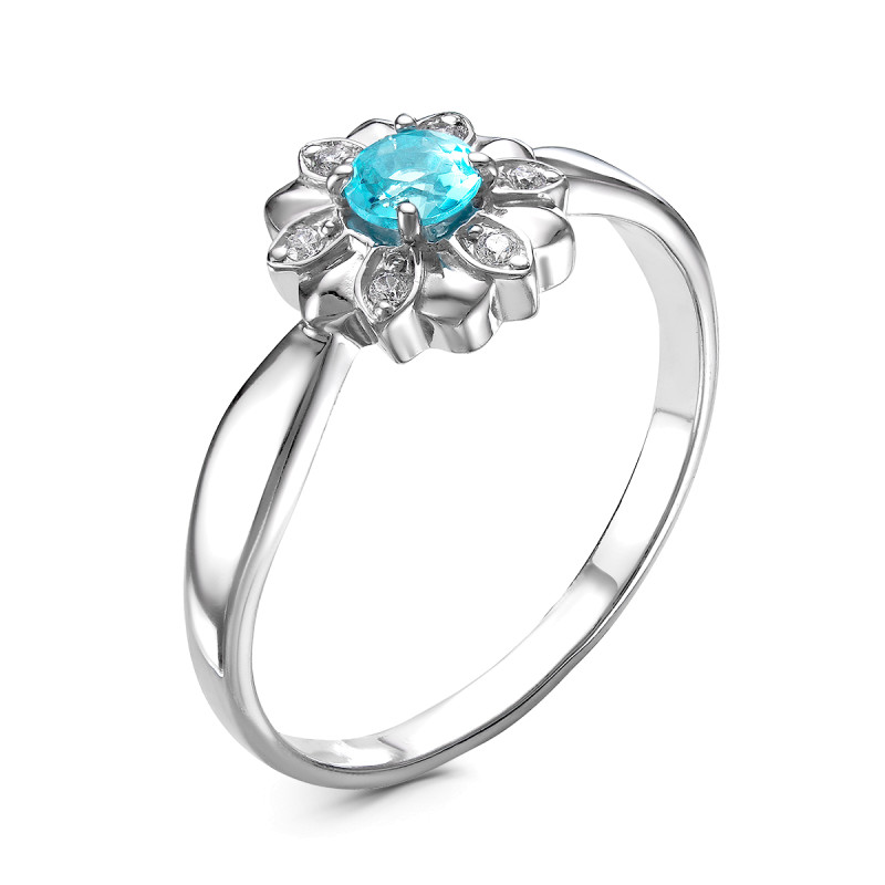 Кольцо с плавленным кварцем и фианитами