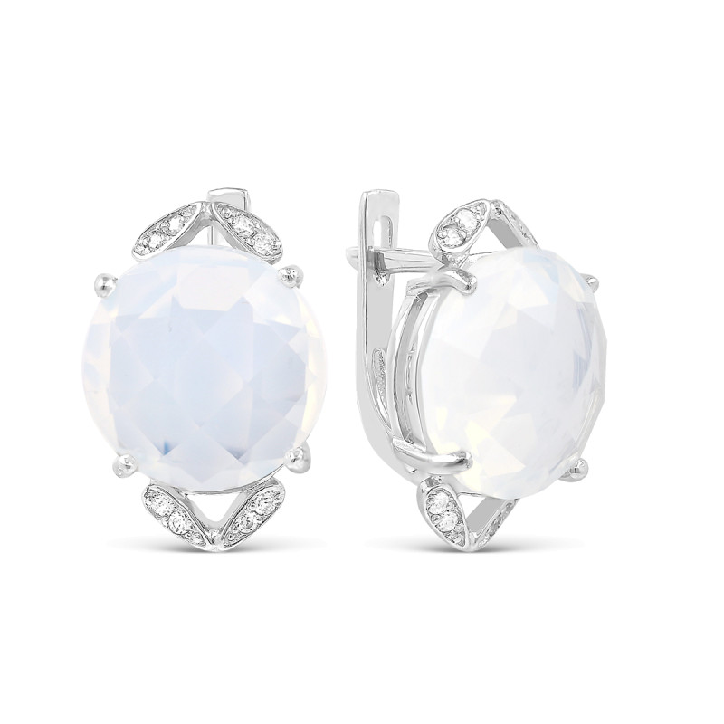 Серьги с кварцем и фианитами