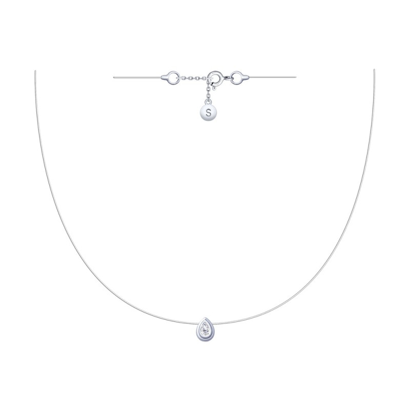 Колье на леске с фианитами