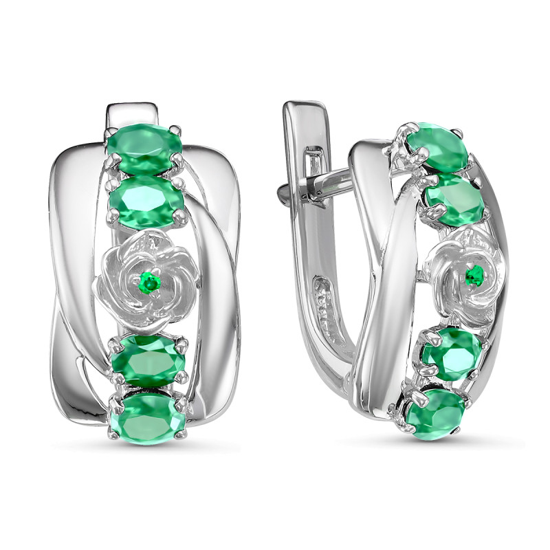 Серьги с кварцем и фианитами