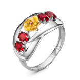 Кольцо с плавленным кварцем и фианитом