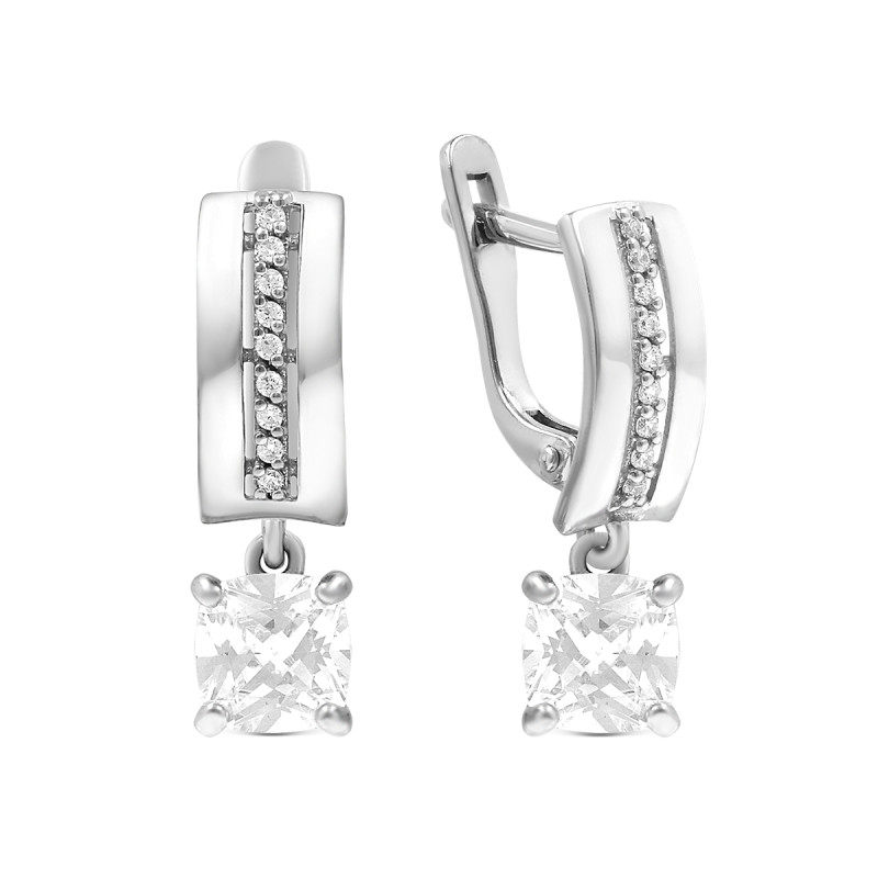 Серьги серебряные с фианитами