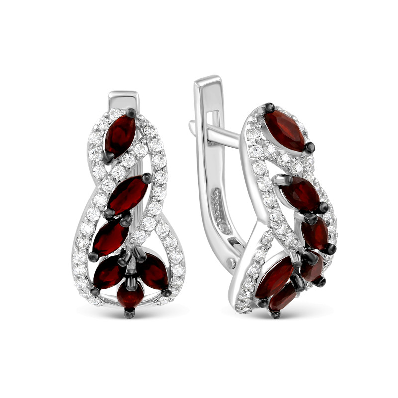 Серьги с кварцем и фианитами