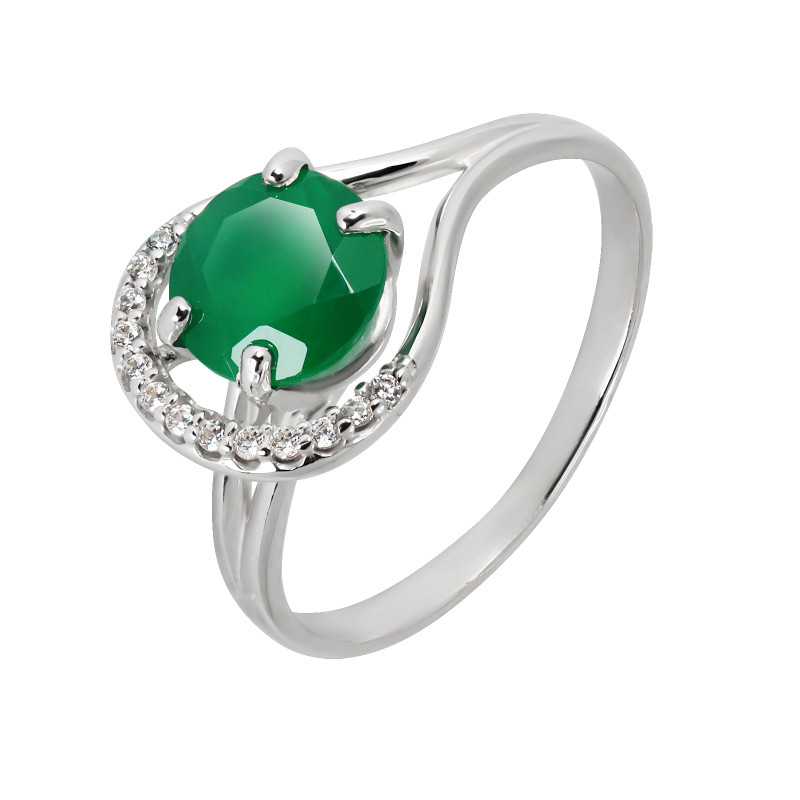 Кольцо с агатом и фианитами