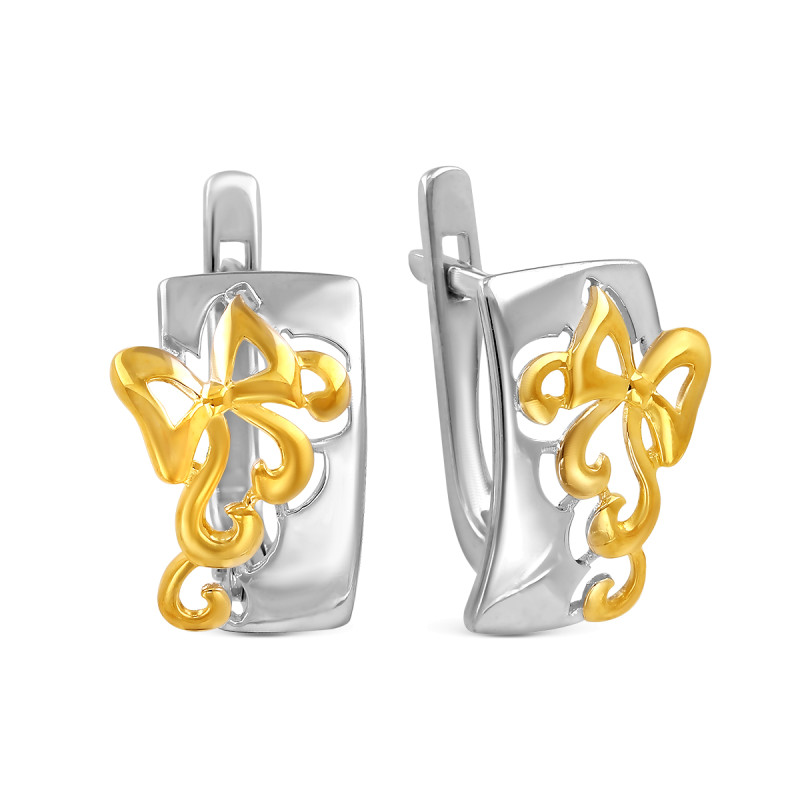 Серьги серебряные с позолотой