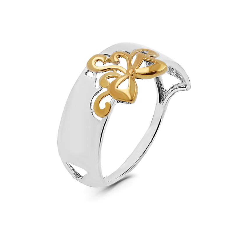 Кольцо серебряное с позолотой