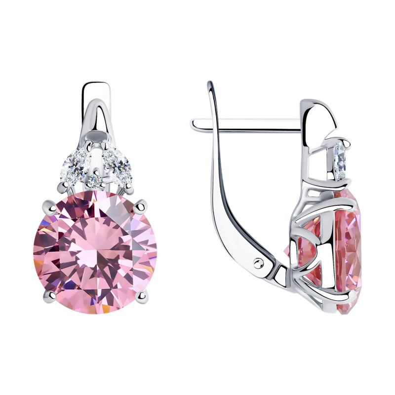 Серьги из серебра с фианитами