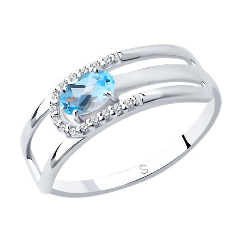 Кольцо с топазом и фианитами